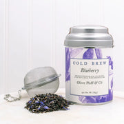 blueberry cold brew tea with extra large wire mesh filter