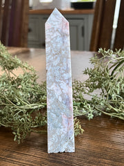 Pink Moss Agate Tower 6"
