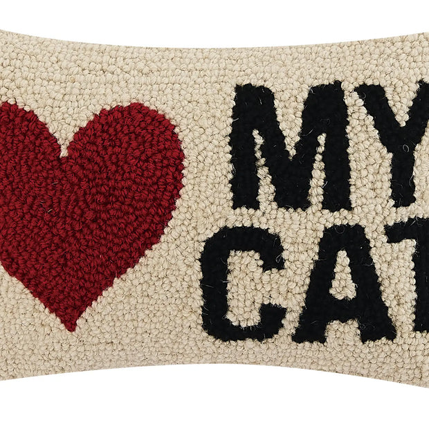 Love My Cat Wool Hook Pillow 8"x12"