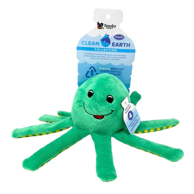 Plush Octopus Dog Toy with Squeaker 100% Recycled