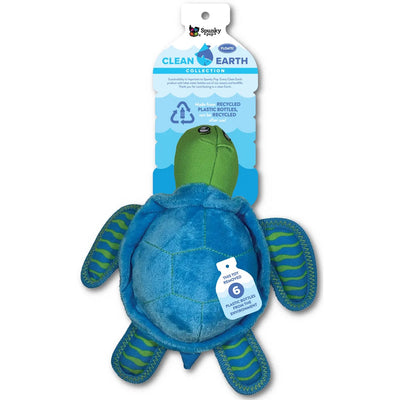 Plush Turtle Dog Toy with Squeaker 100% Recycled